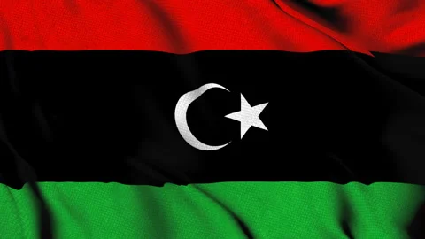 Libya national flag with crescent and star Stock Footage 314611586