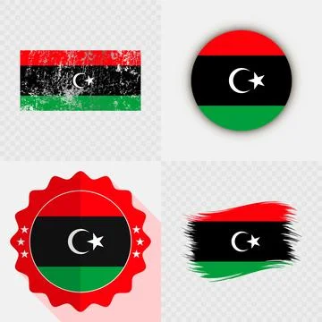 Libya National Flag Icon Collection. Stock Illustration