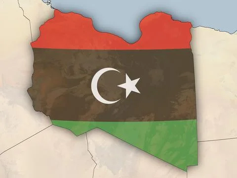 Libya with national flag Stock Illustration