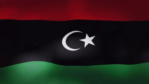 The Libya national waving flag. Stock Footage 102718388