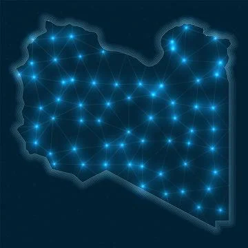 Libya network map. Abstract geometric map of the country. Digital connectio.. Stock Illustration