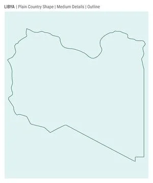 Libya plain country map. Medium Details. Outline style. Shape of Libya. Vec.. Stock Illustration