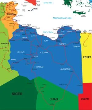 Libya political map Stock Illustration