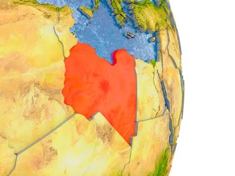 Libya on realistic globe Illustrazione stock