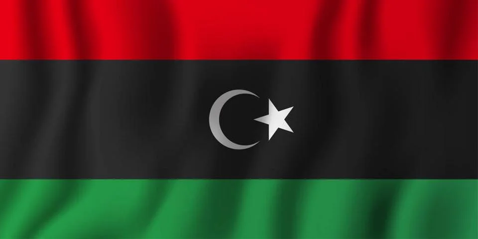  Libya realistic waving flag vector illustration. National country backgro... Foto stock