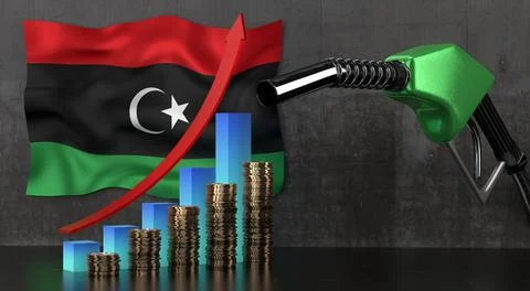 Libya - rising fuel prices concept - 3D illustration Stock Illustration
