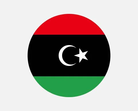 Libya Round Country Flag. Libyan Circle National Flag. State of Libya Circular Stock Illustration