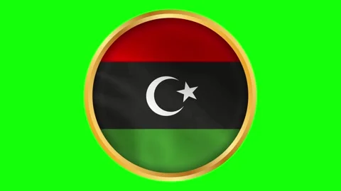 Libya round framed national wavy flag. Circular blowing flag of Libya with .. Stock Footage 332859280