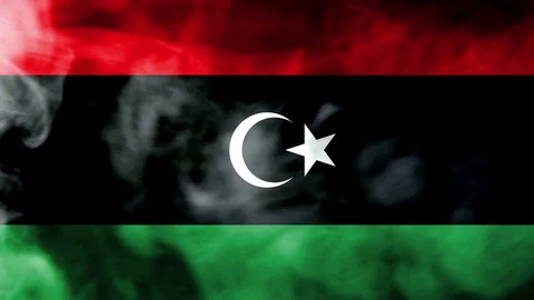Libya smoke waving flag 動画素材 98346655