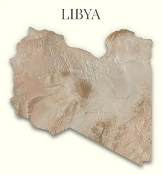 Libya terrain map. Raster relief illustration of Libya. Hillshaded physical.. Stock Illustration