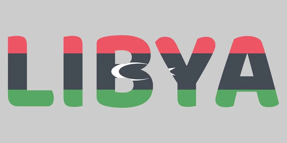 Libya text design featuring national flag colors. Bold red, black, green le.. Stock Illustration