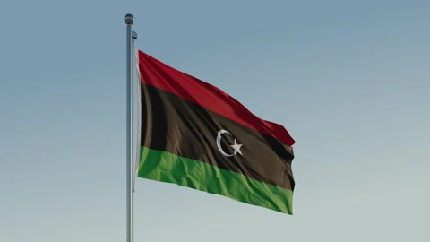 Libya Tripoli Flag loop Cinematic Realistic Waving Blue Sky 스톡 동영상 304689957