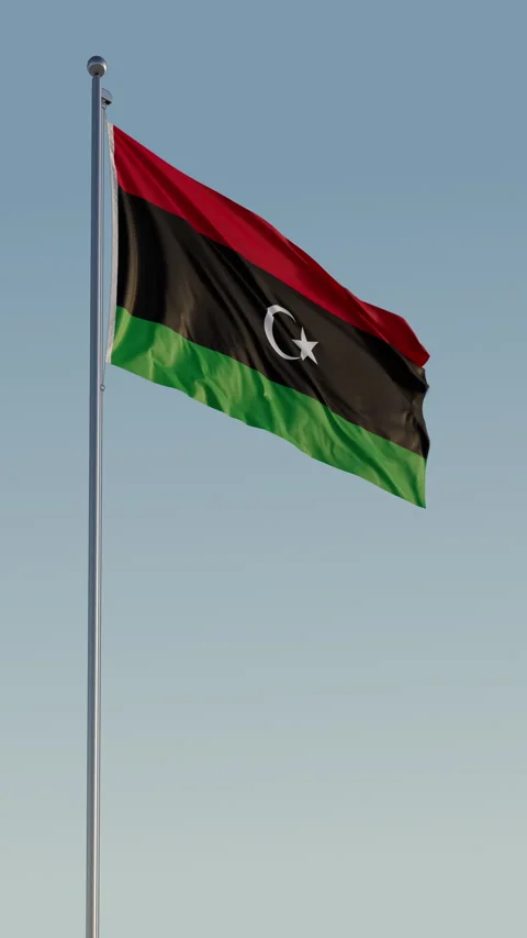 Libya Tripoli Flag Seamless Loop Cinematic Realistic Waving Blue Sky 스톡 동영상 320437518