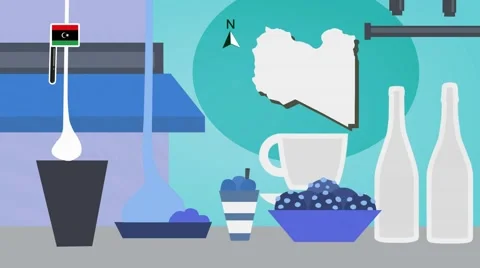 Libya - Vector Menu - Restaurant - Food and Drinks - blue Stock Footage 67458797