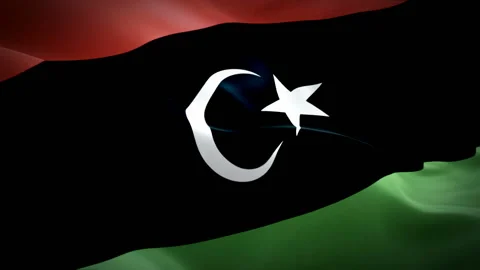 Libya waving flag. National 3d Libyan flag waving. Sign of Libya seamless loop Stock Footage 126757476