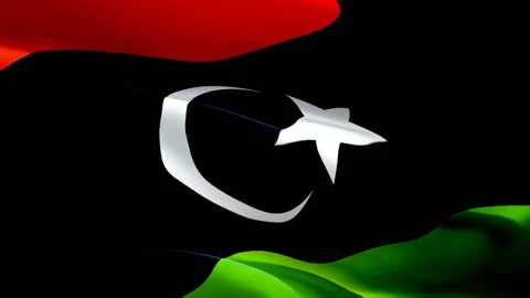 Libya waving flag. National 3d Libyan flag waving. Sign of Libya seamless loop Stock Footage 166317156