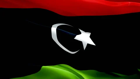Libya waving flag. National 3d Libyan flag waving. Sign of Libya seamless loop Stock Footage 166317167