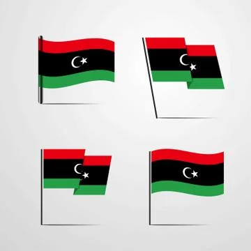 Libya waving Flag set design vector Stock Illustration