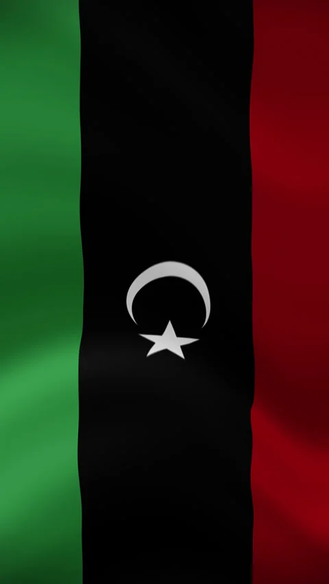 Libya Waving Flag in Vertical Orientation – Realistic Loop Animation Video stock 294948143