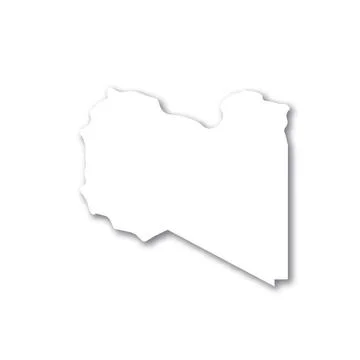 Libya - white 3D silhouette map of country area with dropped shadow on white Stock Illustration