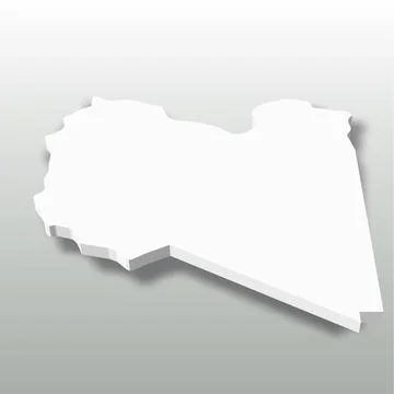 Libya - white 3D silhouette map of country area with dropped shadow on grey Stock Illustration