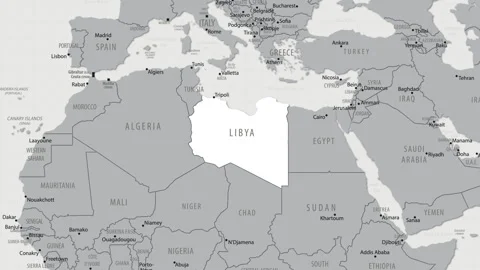 Libya on the World Map. 4K animation. Stock Footage 323005491