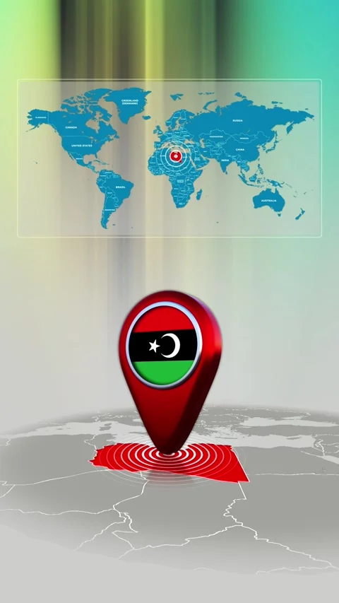 Libya World Map Pin Location Background Loop Vertical Stock Footage 342384642