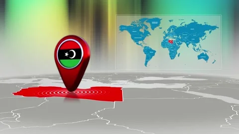 Libya World Map Pin Location Background Loop 4k Stock Footage 342384643