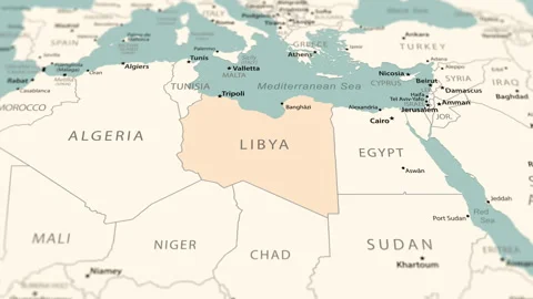 Libya on the world map. Smooth map rotation. Stock Footage 261985816