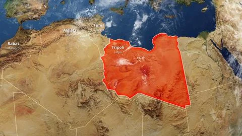 LIBYA Zoom Map 2D Stock Illustration