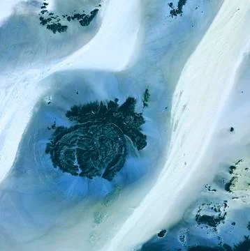 Libyan desert outcrop, satellite image Stock Photos