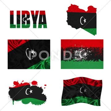 Libyan flag collage Stock Illustration
