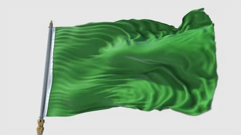 Libyan Flag on a flagpole Waving on Transparent Alpha Background Stock Footage 292135851