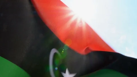 Libyan Flag Flapping Video stock 118964078