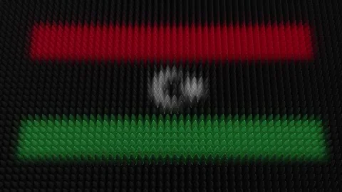Libyan Flag Light Shining on Scrolling Bullets Stock Footage 255663321
