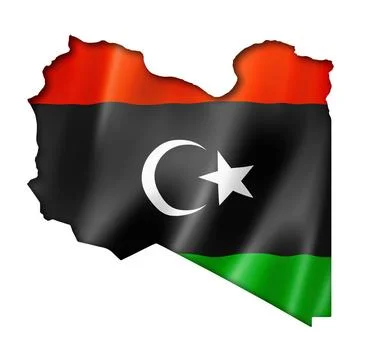 Libyan flag map Libya flag map, three dimensional render, isolated on whit... Foto stock