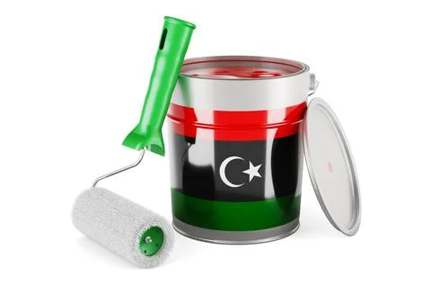 Libyan flag on the paint can, 3D rendering Stock Illustration