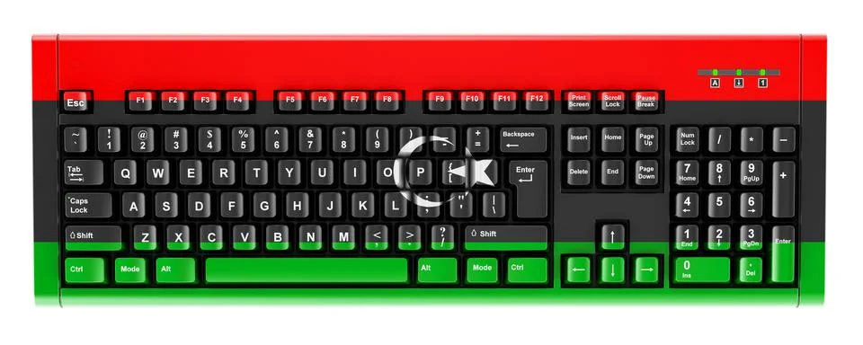Libyan flag painted on computer keyboard. 3D rendering 스톡 일러스트
