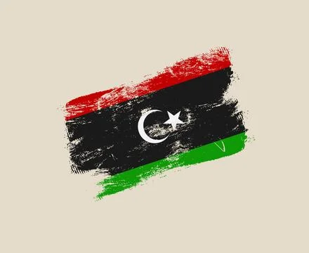 Libyan Flag presented with a distressed grunge brush stroke, a patriotic na.. Stock Illustration