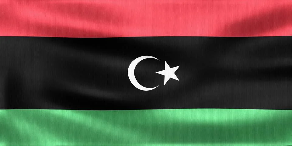 Libyan flag waving in the wind Stock Illustration