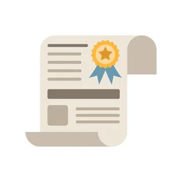 Licence certificate icon in flat style. Document contract vector illustrati.. 스톡 일러스트