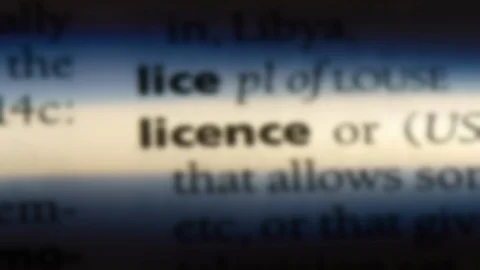 Licence word in a dictionary. Stock Footage 99562212