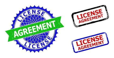 LICENSE AGREEMENT Rosette and Rectangle Bicolor Stamp Seals with Unclean Surf Stock Illustration