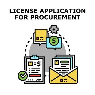 License application and procurement approval process Stock Illustration
