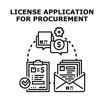 License application and procurement approval process Stock Illustration