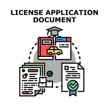 License application document process with various paperwork Stock Illustration