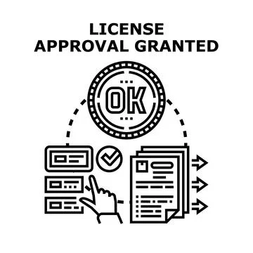 License approval process granting permission and validation Stock Illustration