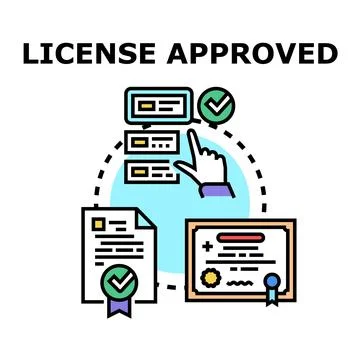 License approved process confirming successful authorization Stock Illustration