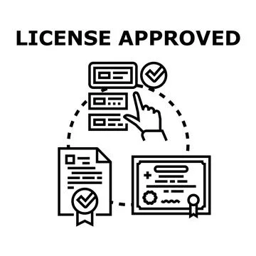 License approved process confirming successful authorization Stock Illustration