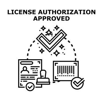 License authorization approved process document verification Stock Illustration